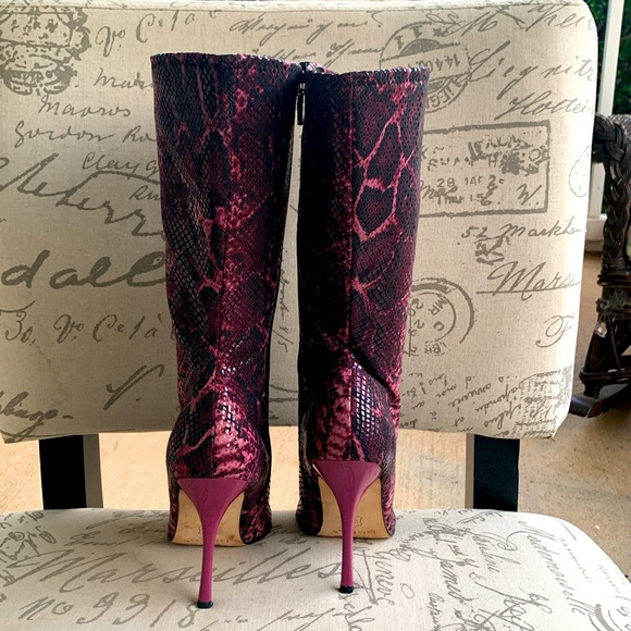 Bebe Purple Skakeskin Pointed Toe Boots - Picture 6 of 16